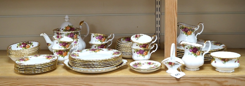 A Royal Albert 'Old Country Roses' tea service. Condition - good, some wear to gilding